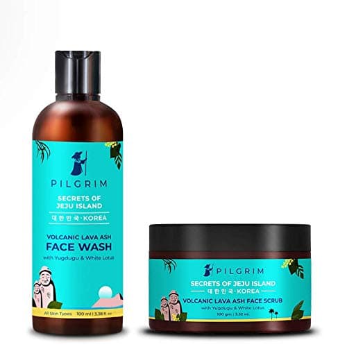 Jeju Skin Refining Combo| Deep Cleansing, Boosts Circulation | Anti- Ageing | Volcanic Lava Ash Face Wash 100ml, Face Scrub 100g | All Skin type | Vegan | Men & Women | Korean Beauty Secrets