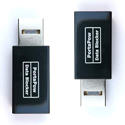 PortaPow 3rd Gen USB Data Blocker (Black 2 Pack) - Protect Against Juice Jacking