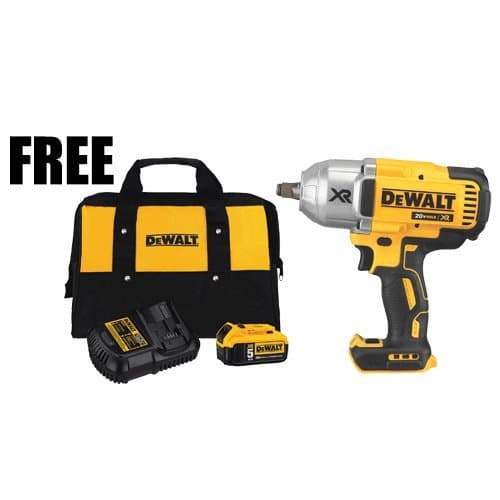 DW DCF899HBXP 20V MAX" XR BRUSHLESS HIGH TORQUE 1/2" IMPACT WRENCH WITH FREE 20V MAX STARTER KIT WITH 5.0 AH BATTERY