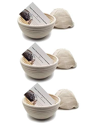 ABeauty 3 Pack 5 Inch Bread Proofing Baskets Small Banneton Brotform for Bread and 225g Dough Natural Rattan Sourdough Proving Basket