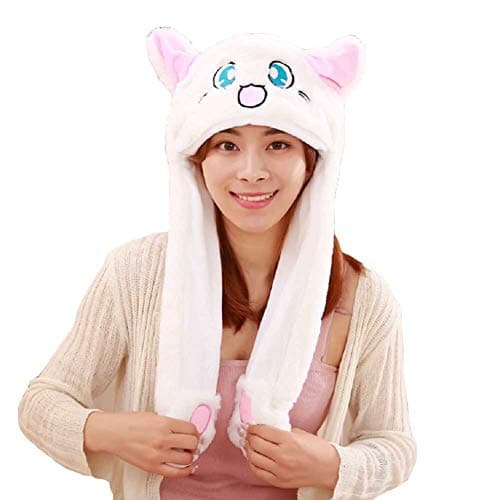 Binpure Funny Plush Animal Hat Ear Moving Jumping Hat When Pressing The Paws (koya)