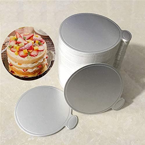 3.1" Silver Mini Cake Boards Cardboard Cupcake Circles for Mousse Pastries Dessert Displays Tray for Wedding Birthday Party,100-Count