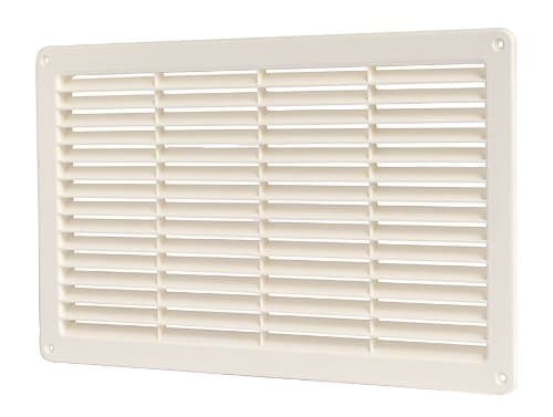FLUSH FITTING WHITE RECTANGULAR PLASTIC AIR VENT WITH INSECT/MOSQUITO NET 370mm x 220mm X 20mm Suitable for internal an external use. (White)