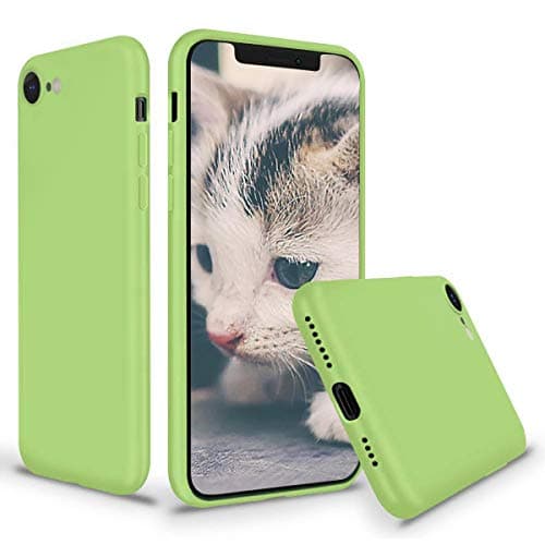 for iPhone 8/iPhone 7 Liquid Case Anti-Slip Anti-Fall Liquid Silicone Gel Rubber Bumper Case with Soft Microfiber Lining Cushion Slim Hard Shell Shockproof Anti-Dirt Protective Case Cover -MatchaGreen