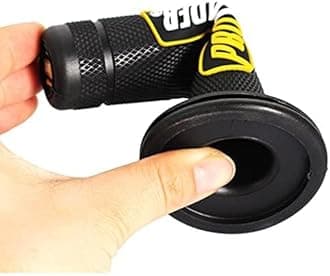 PROTAPER Motorcycle Handle Grips, 7/8 inch, Non-Slip Dirt Bike Handlebar Grips, Black and Red (Black Yellow, 7/8'' Left +1'' Right)