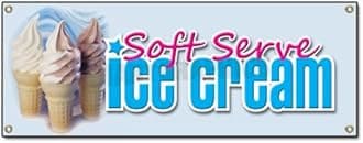 72" Soft Serve ICE Cream Banner Sign Shop Parlor Signs