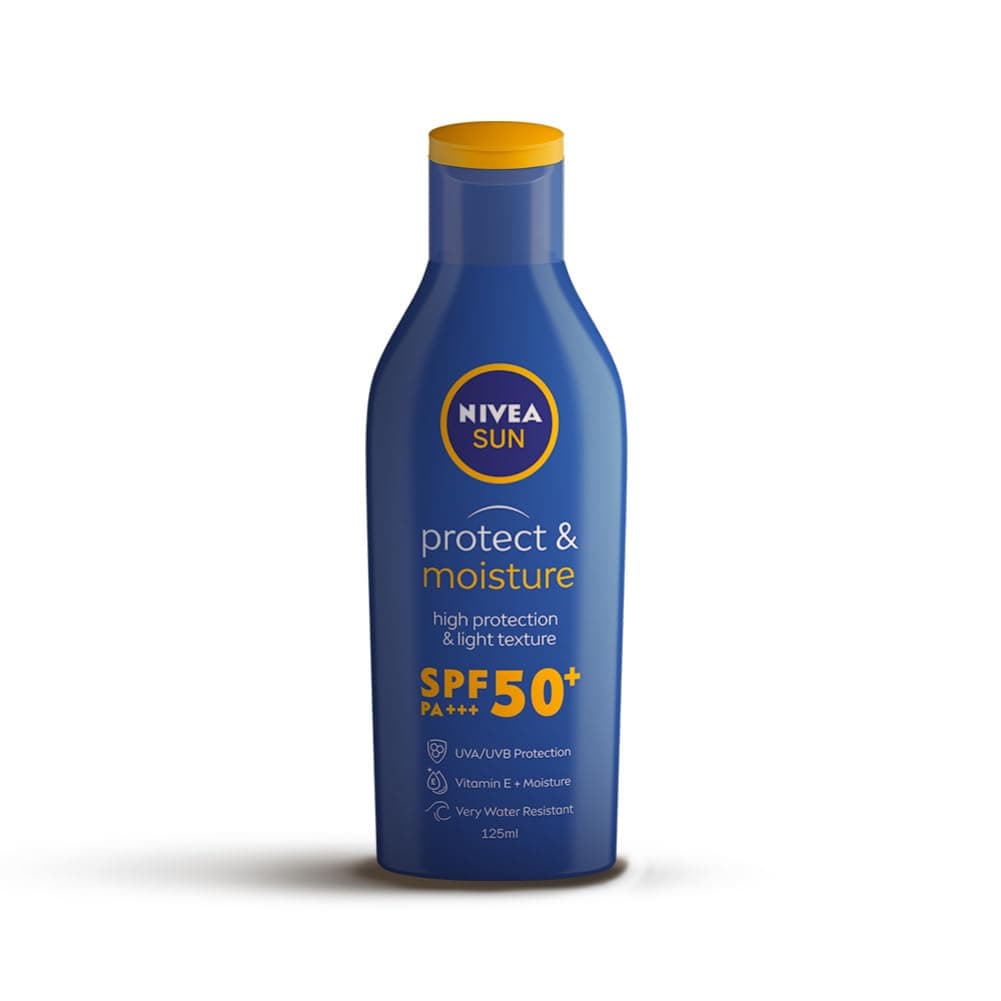 NIVEA Sun Protect And Normal Moisture 125Ml Spf 50 Advanced Sunscreen For Instant Protection| Pa+++ Uva - Uvb Protection System| Vitamin E + Moisture| Very Water Resistant| For Men & Women