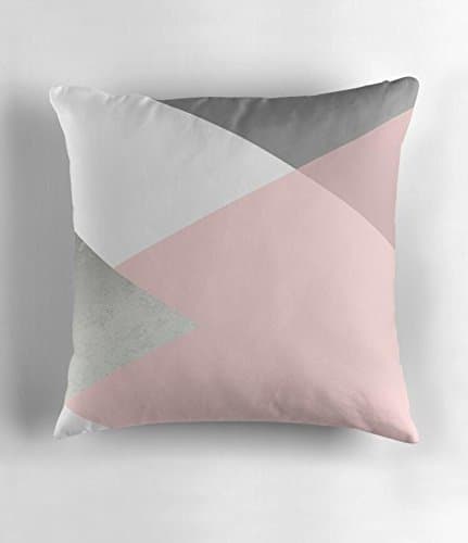 Hiaopp Geometrics - grey blush silver Square Decorative Throw Pillow Case Cushion Cover 18 X 18 Inch