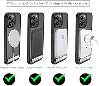 chitri for iPhone 13 Pro Max 6.7 Inch Compatible with MagSafe Charger [with Metal Kickstand] Flexible TPU Translucent Hard PC Back Slim Shockproof Protective Cover (Black)