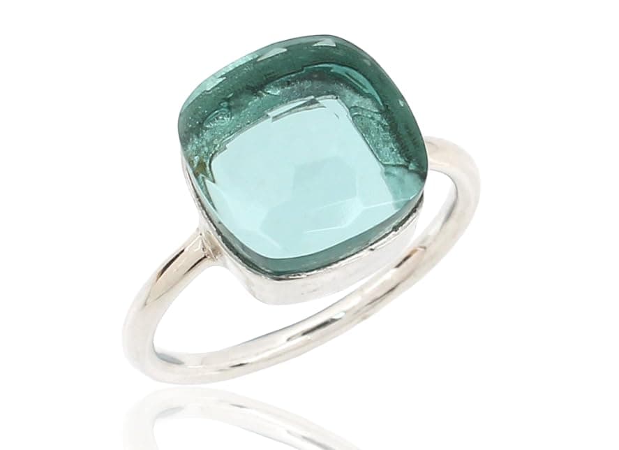 HandmadeSimple Aquamarine Ring - Silver Statement Ring- Aqua Gemstone Silver Ring- Green Aquamarine Silver Ring- Wedding Silver Ring, Ring for Women