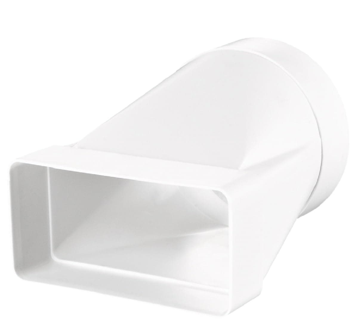 Transition Piece 55 x 110 mm Diameter 100 mm White PVC Pipe Connector Round Tube 100 mm Flat Duct 55 x 110 mm Ventilation System Connection Heating Cooling Air Conditioning Plastic Air Duct Round