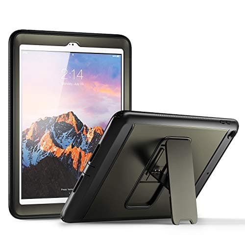YOUMAKER New iPad 9.7 Case 2018/2017, Heavy Duty Kickstand with Built-in Screen Protector Full-Body Shockproof Protective Case Cover for Apple iPad 9.7 inch 2017/2018 5th/6th Gen (Gun Metal/Black)