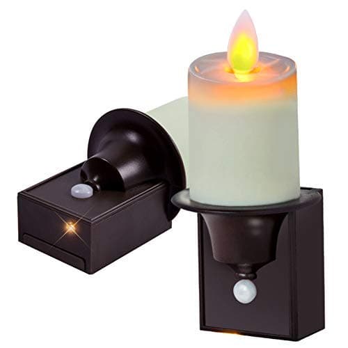 5PLOTS Set of 2 PIR Motion Sensor Night Lights - Dancing Flame Candle Design Wall Sconce - Microwave Sensing -Auto On/Off -Energy Efficient - Outstanding Solution for Stairwell, Hallway, Bathroom