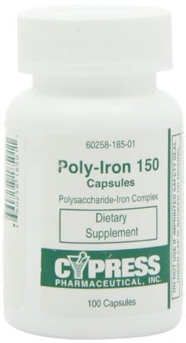 Dietary Supplement - Poly Iron Capsules 150 mg (100 caps per Bottle) by Cypress Pharmaceutical #185-01 (2 Bottles of 100 Caps) by Cypress Pharmaceutical
