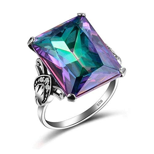 4.3CT Mystic Rainbow Topaz 9-2-5 Silver Ring Women Wedding Engagement Size6-10 (8)