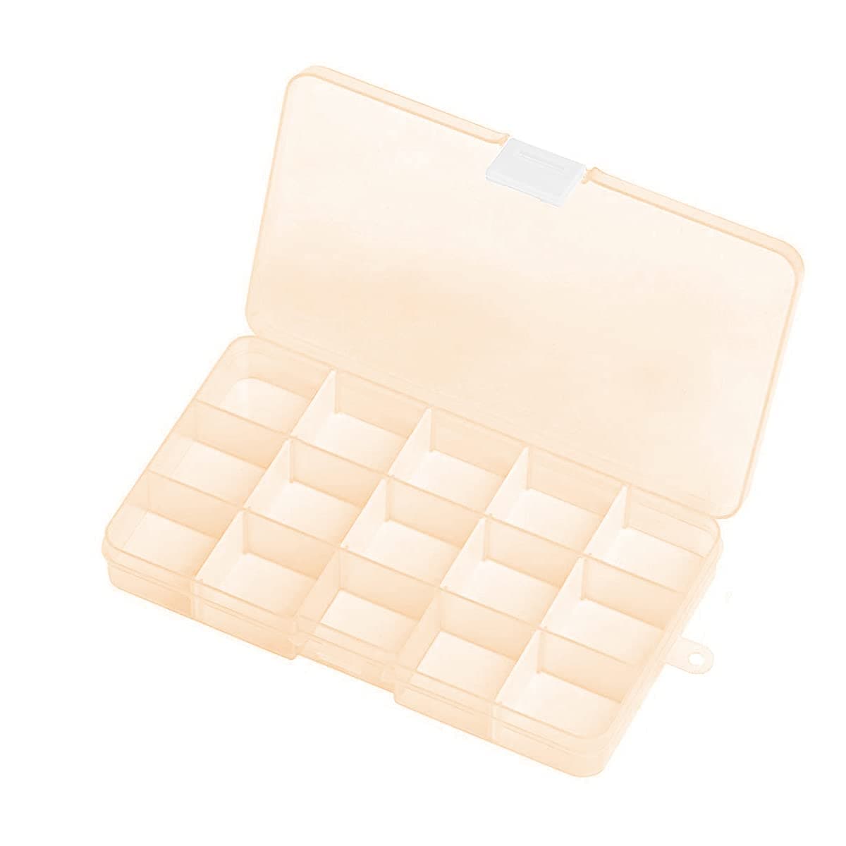 Plastic Jewelry Box, 1 Pcs Transparent Plastic Grid Box Organizer Container Storage Box for Small Handicraft Accessories Office Supplies, Orange, 6.8 * 3.8 * 0.8 Inch