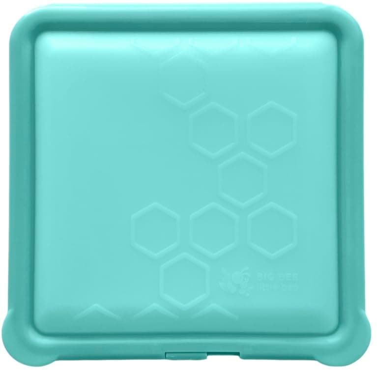 Big Bee, Little Bee - SoftShell Reusable Silicone Food Storage Container with Lid, Easy to Clean, Lays Flat, Snaps Closed, Microwave, Freezer & Dishwasher Safe, As Seen on Shark Tank (Aqua)
