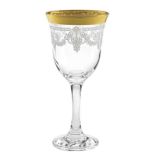 9450 Red Wine Stencil Pattern & Gold Band - Set of 6