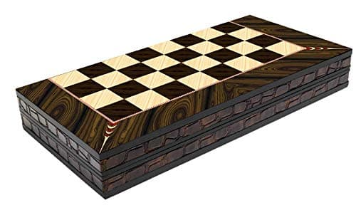 Chessgammon BACKGAMMON SET WOODEN BOARD GAME SET WALNUT WITH PIECES - 20"