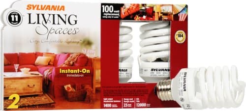 Sylvania 29974 Compact Fluorescent Micro Mini Light Bulb, 23-Watt (2-Pack)
