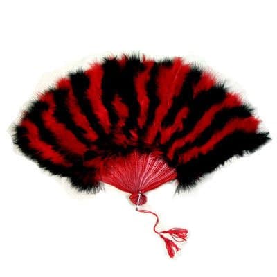 Beautiful Large Red black feather Hand Fan