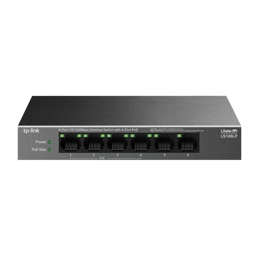 TP-LINK 6-Port 10/100Mbps Desktop Switch with 4-Port PoE - LS106LP