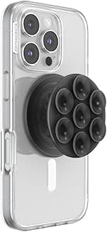 PopSockets Suck-Up™ Suction Grip & Stand, 3-in-1 MagSafe Phone Mount for iPhone, Strong Hold on Mirrors & Glass, Swappable Top, Portable & Reusable - Translucent Black