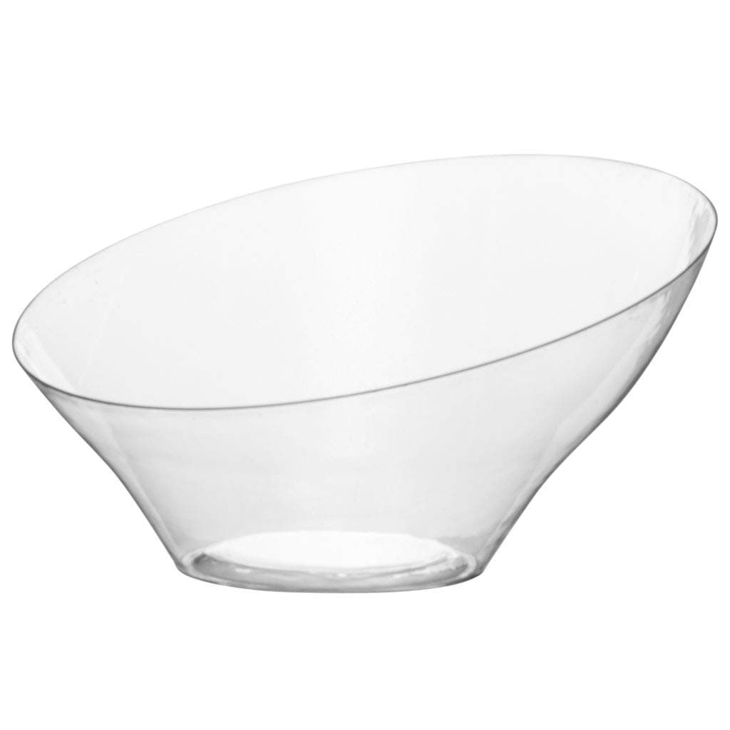 Angled Serving Bowl (1 Pc.) Large - Elegant Clear Plastic Bowl, Perfect Snack Bowl And Salad Bowl for Birthday, Wedding, Themed Party & Other Events