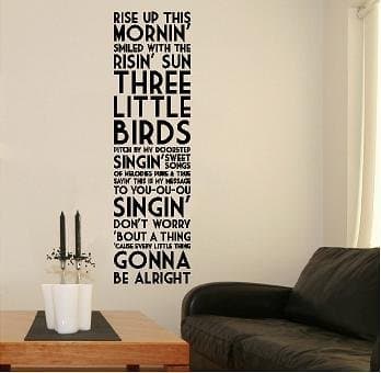 Rise Up This Mornin' Smiled With the Risin' Sun Three Little Birds wall sayings vinyl lettering home decor decal stickers quotes appliques bob marley
