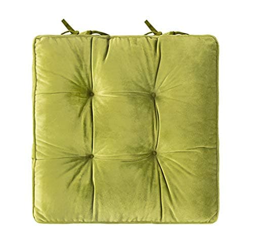 JINGXIN Thicken Soft Office Chair Pad Back Cushion Solid Color Dining Room Seat Cushions Home Floor Cushions Tatami Pillows - 16.9 x 16.9 inches,Green