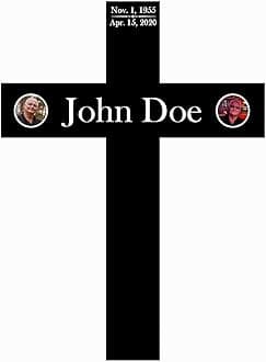 PK Décor Roadside Memorial Cross for Loved Ones with Photo - Personalized Sympathy Cross - CHOOSE Color or Pattern - Funeral Photo Display - Graveyard Decoration (Cross 8)