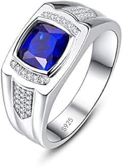 Bonlavie Men's Ring 2.5ct Blue Sapphire Engagement Ring 925 Sterling Silver CZ Wedding Band Jewelry Gift for Men