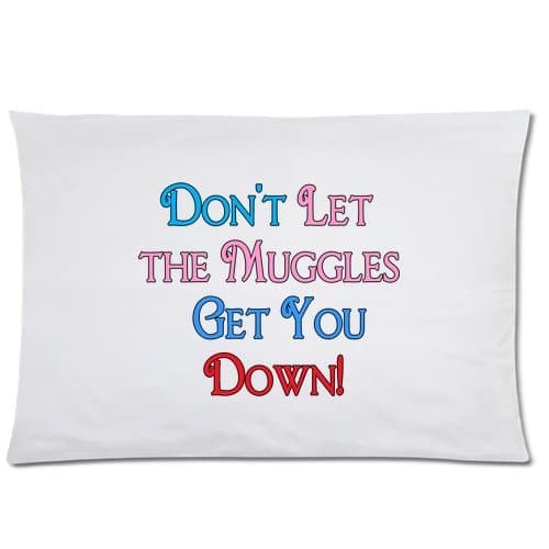 Home product Dont Let the Muggles Get You Down Rectangle Zippered Pillowcase 20" x 30" (Twin sides)