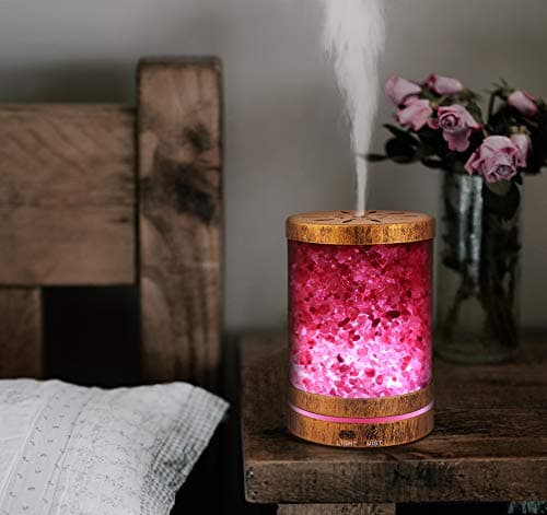 AIGOCEER Essential Oil Diffuser Himalayan Salt Lamp Cool Mist Humidifier 3 in 1. 120ml Ultrasonic Aroma Diffusers Humidifier. 7 Colors Changing LED Night Lights, Waterless Auto Shut-Off - Bronze