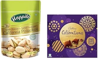 Cadbury Celebrations Premium Selections Chocolates Gift Pack 268 g & Happilo Premium Californian Roasted and Salted Pistachios, 200g (Pack of 1) -