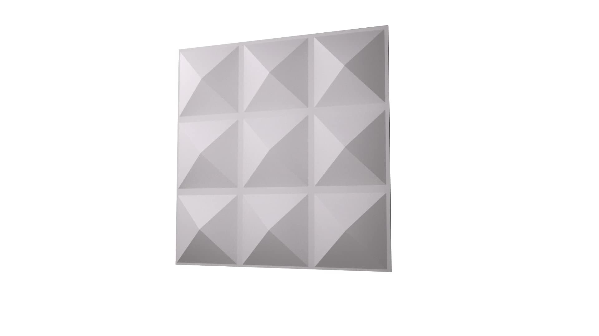 Anigma 3D PVC Wall Panels, 5 Different Shapes, White/Black, Easy Installation, 12 Panel Pack, 500x500mm Each Panel (Pyramids/White)