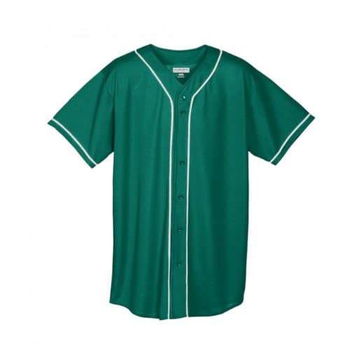 Wicking Mesh Button Front with Braid Trim - Adult Item # AU 599 - Dark Green White