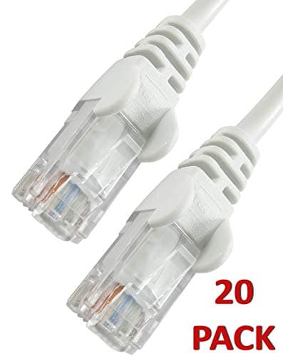 1.5m WHITE Network Cable - CAT5e - RJ45 - Ethernet - Patch - LAN - Router - Modem - 10/100 20 PACK