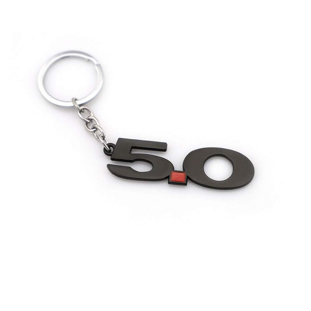 SunteeLong 5.0 Car Keychain Key Ring Replacement for 2011~2014 Mustang GT 500 Cobra (Black Red)