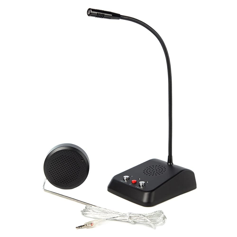 KOQICALL Window Intercom Speaker Two Way Intercom Microphone Talk Through Glass Window for Bank/Office/Hospital Anti-Interference Mute Function Indoor Counter Teller 3.5mm Jack Full Metal Black