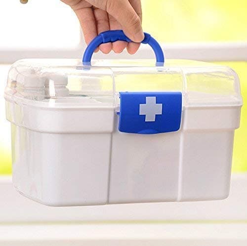 Portable First Aid Box Medicine Storage Organizer with Handle | Plastic Medical Kit Box for Home, Office, Travel & Emergency Use | Multi Compartment Medicine Organizer