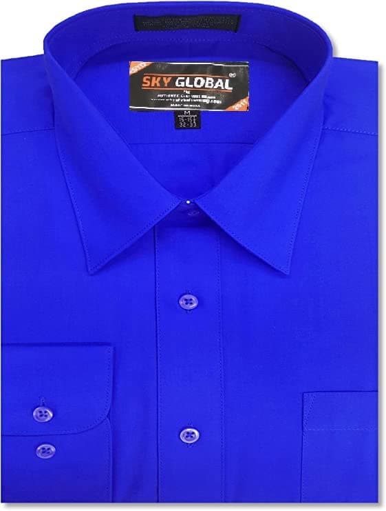 SKY GLOBALMen's Solid Regular Fit Plain Shirt - RoyalBlue