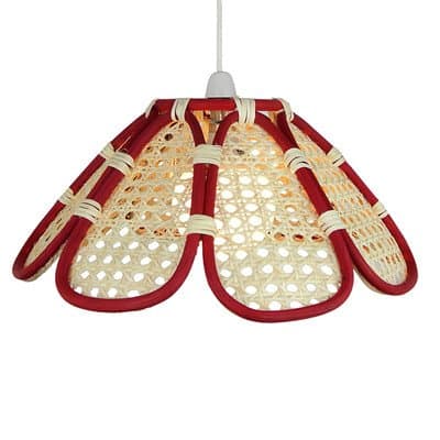 Lighting Web Company 8 Panel Rattan Beige Shade with Red Cane Weave