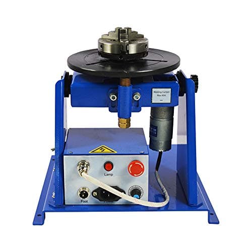 TECHTONGDA 110V 110V Rotary Welding Positioner Turntable Table Machine 3 Jaw Lathe Chuck 180mm Workbench 0-90º Positioning Turntable Portable Welder Positioner Turntable Machine (3.1inch(80mm) Chuck)