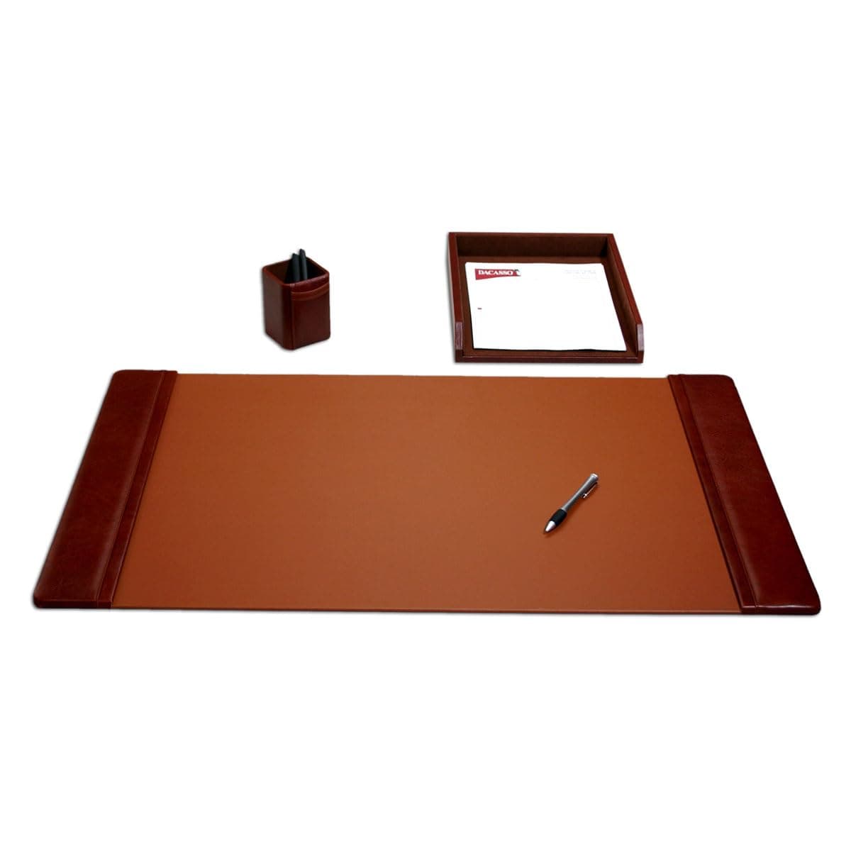 Dacasso Leather Desk Set, 3-Piece, Mocha