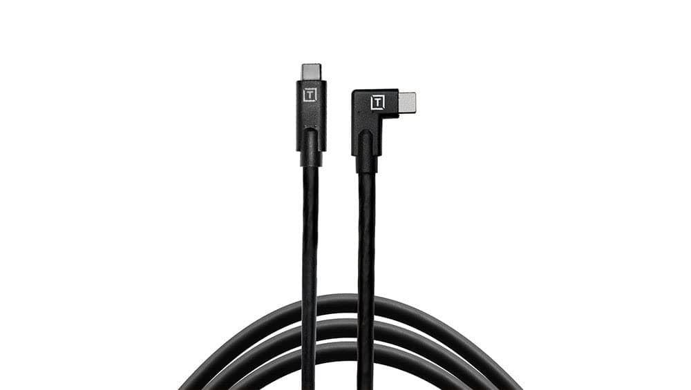 TetherPro USB-C to USB-C 5Gbps Gen 1, Right Angle, 15' (4.6m), Non-Reflective Black