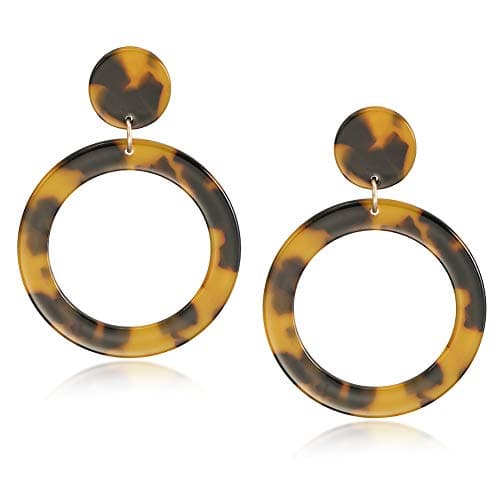 wowshow Acrylic Resin Drop Dangle Earrings Leopard Tortoise Shell Lucite Acetate Mottled Hoop Earrings for Women