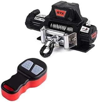 Metal Automatic Winch Wireless Remote Controller System for 1:10 RC Crawler Car Axial SCX10 90046 Traxxas TRX4 Redcat (Black)