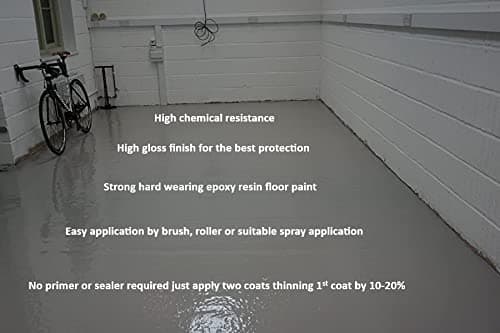T A Paints Ltd Two Pack Epoxy Resin Garage Floor Paint 3 In 1 Primer Sealer Protect Heavy Duty 2k Industrial Factory Floor Coating for Concrete Stone Brick (BS 18 B25 Grey 2.5L)