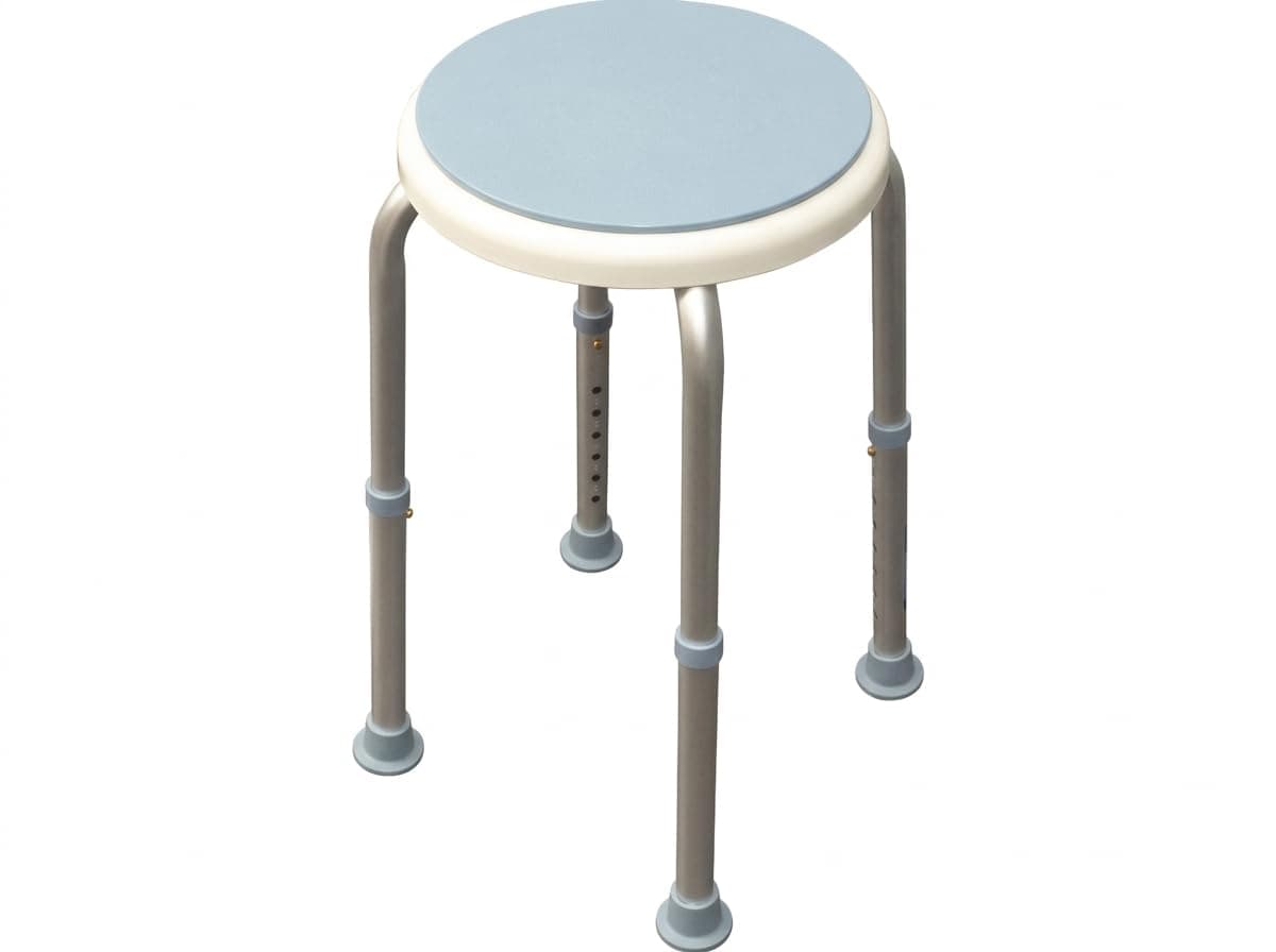 Aidapt Bath Stool with Rotating Seat Non-Slip Ferrules,8 Numbered Height Settings,Shower Chair,Elderly,Disabled,Pregnancy,Post Surgery,Rust Free Aluminium, Lightweight, Easy Assembly, White/Blue